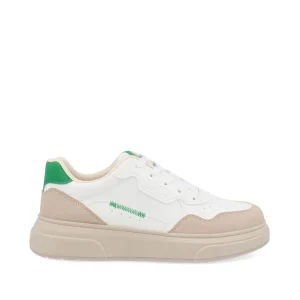 Tenis Urbano Trender color Blanco con detalle verde para Mujer