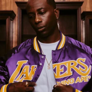 Mitchell And Ness Chaqueta Satin Hombre Los Angeles Lakers BAPE X M&N