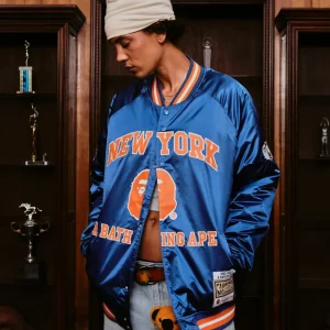 Mitchell And Ness Chaqueta Satin Hombre New York Knicks BAPE X M&N